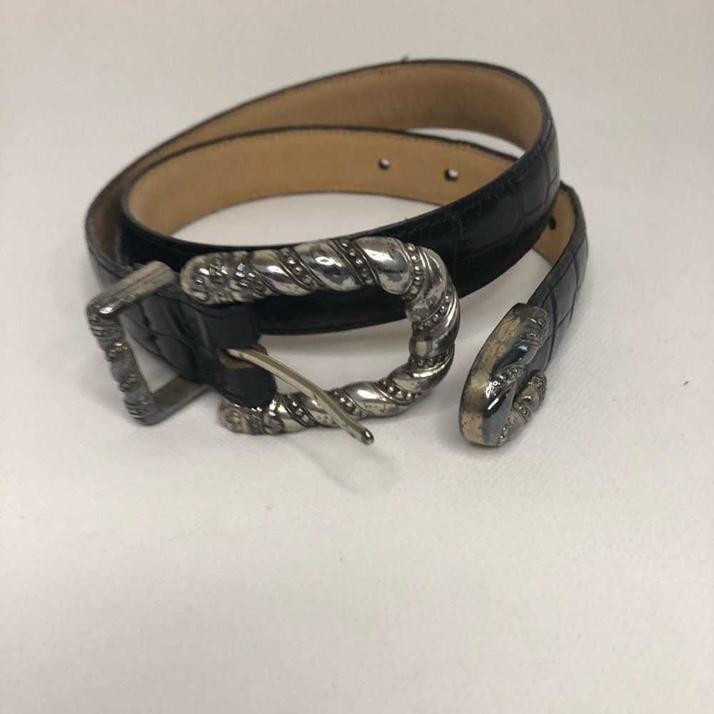 Brighton Black Leather Belt with Twisted Buckle S